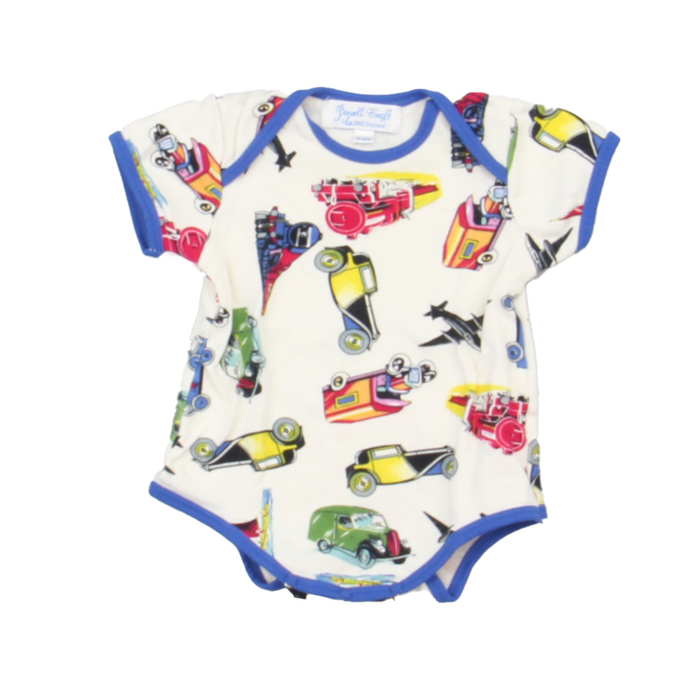 Powell Craft Boys White | Blue Cars Onesie size: 0-6 Months